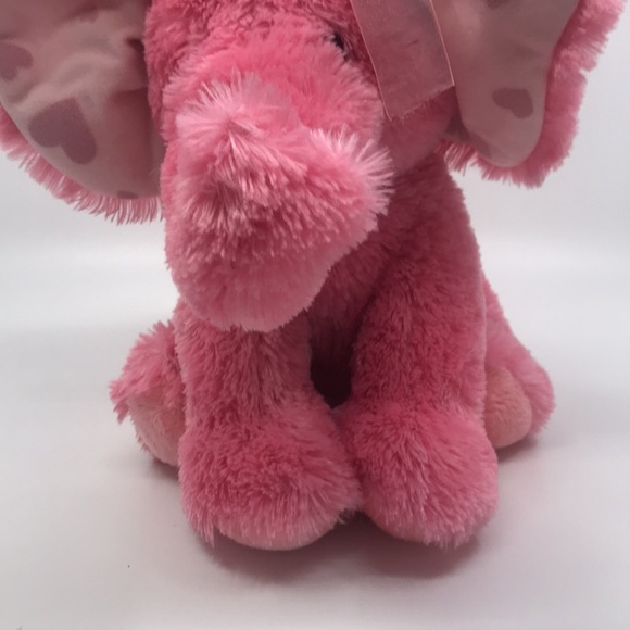 Russ Berrie Plush Pink Fluffy Elephant With Big Ears W/ Heart Fannie Stuffed Toy - Picture 5 of 10